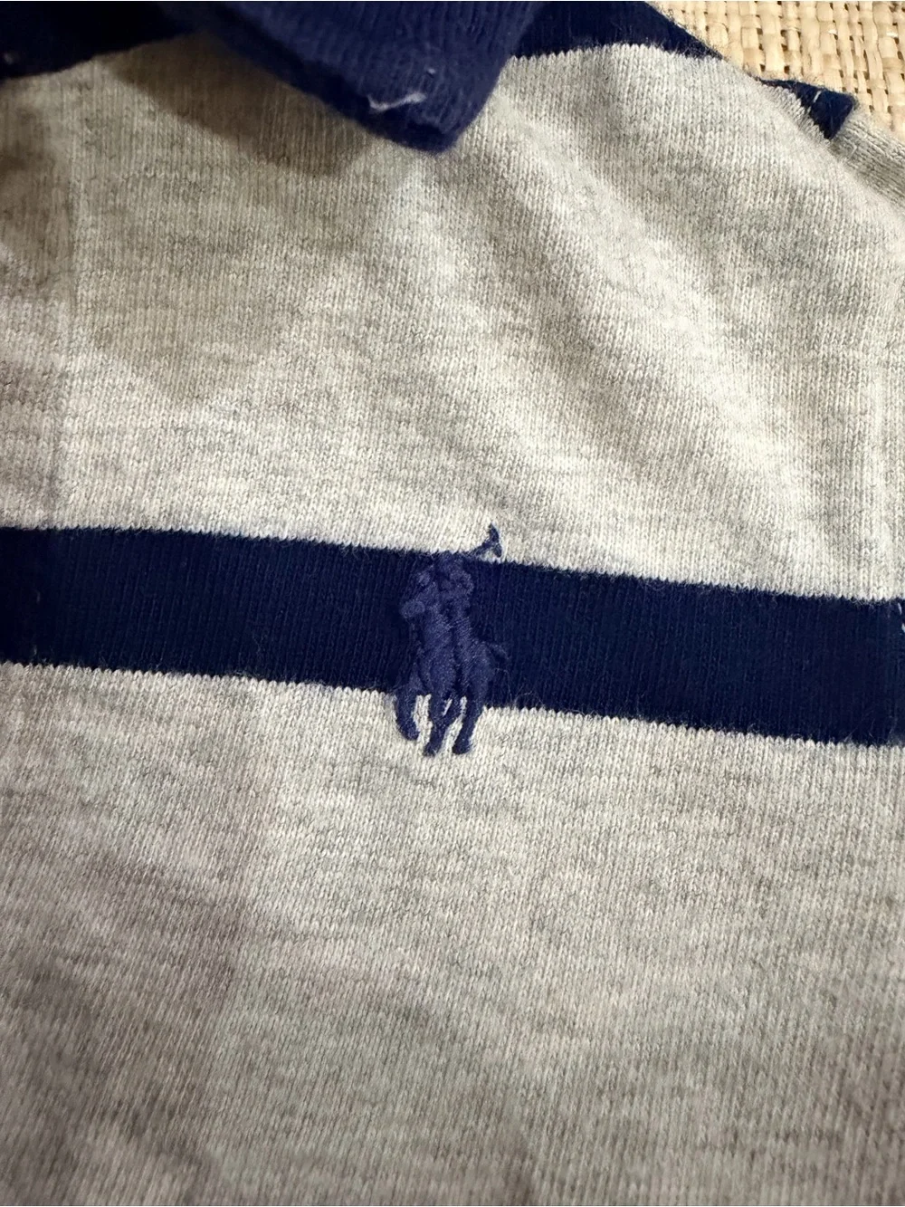 Ralph Lauren Gray & Navy Striped Long-Sleeve Footie
